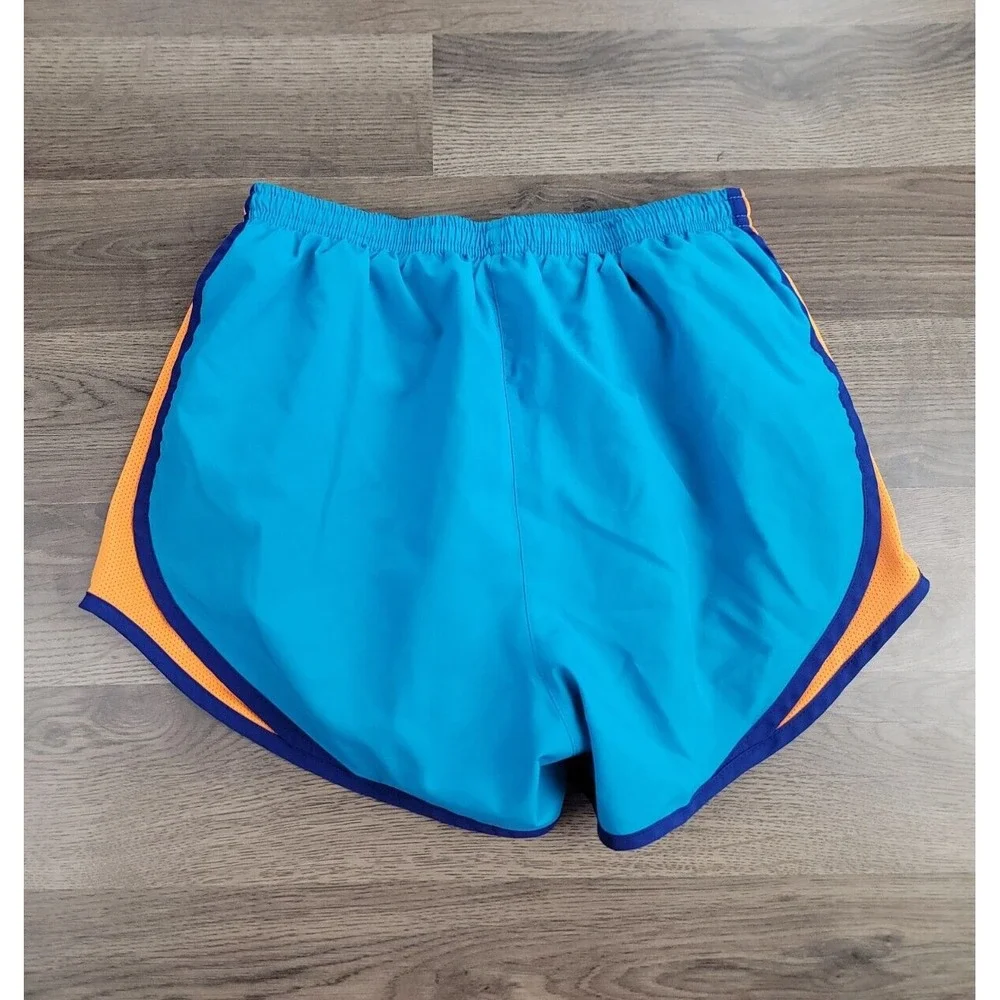Nike Running Shorts Womens Dri-Fit Brief Lined Tempo Shorts Small Blue 3'' Logo
